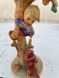 Porcelain Goebel Hummel Culprits Boy Up Tree With Dog