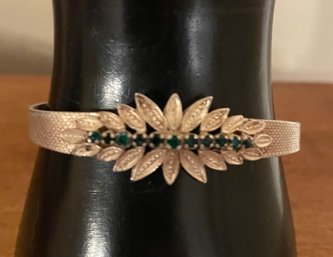 Beautiful Bracelet With Emerald Stones, Stamped 925