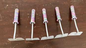 Lot Of 5 Floral Decorated Mine Garden Hoes