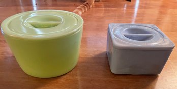 Vintage Pastel Milky Glass Containers With Lids