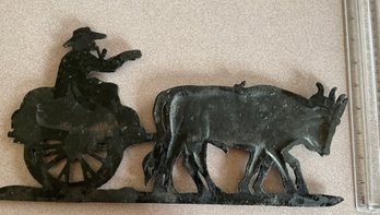 Vintage Cast Iron Oxen And Cart