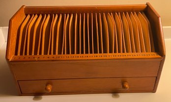 Vintage Wooden Desk Numbered Mail Organizer With Drawer And Numbers