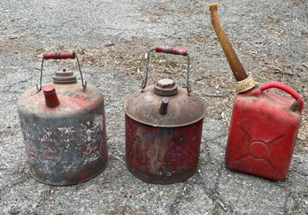 Trio Of Old Vintage Gas Cans