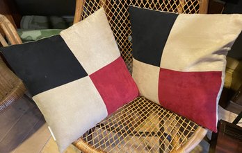 Pair Of Black Red And White Throw Pillows