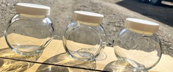 A Trio Of Mini Glass Bubble Gum Jars With Lids