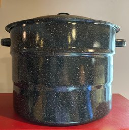 Vintage Black Enamel Canning Stock Pot