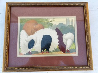 Gorgeous Framed Pigeon Painting