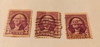 Trio Of Vintage George Washington Stamps