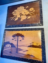 Two  Fabrica De Artefatoa De Madeira Wood Inlays