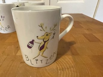 Set Of 4 Holiday Reindeer Coffee Mugs