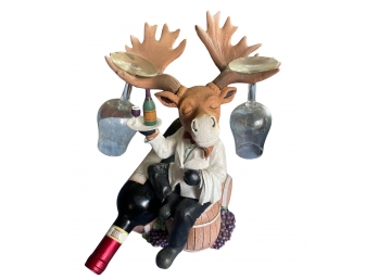 Moose Wine Bottle And Glass Holder