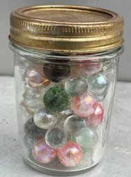 Small Canning Jar Of Marbles