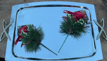 Two Cardinal Decors And A Beautiful Metal Serving Platter