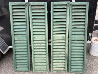 Two Pair Of Old Green Shutters