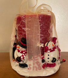 Holiday Candle With Santa Base