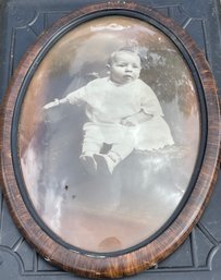 Antique Oval Framed Photograph With Convex Glass