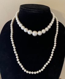 Pair Of Pearl Like Vintage Necklaces