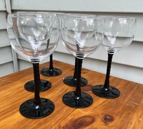 Lot Of Angeline Balloon Black Stemmed Wine Glasses