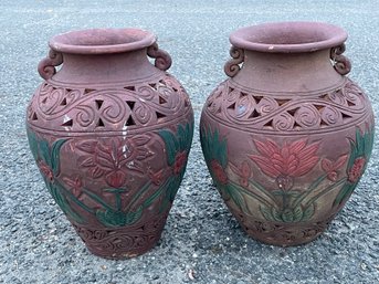 A Pair Of Large Heavy Planters