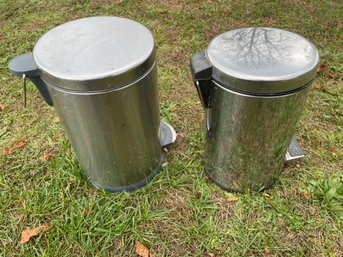 Two Small Metal Trash Cans