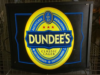 Vintage Dundees Light Up Beer Sign