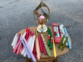 Holiday Candle Stick Lot And Brass Candle Holder