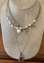 Lot Of Dainty Silvrrtoned Choke Necklaces