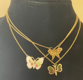 Lot Of Butterfly Necklaces