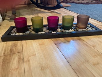 Decorative Candle Rock Rectangular Candle Holder With Five Candles