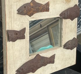 Antique Metal Carved Fish Mirror