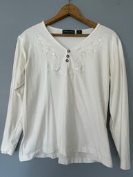 Womens Long Sleeve Cherry Stix White Cotton Shirt