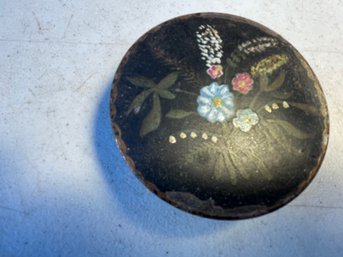 Tiny Early Metal Painted Trinket Dish