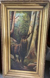 Early Framed Stag Painting