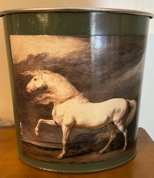 Painted Metal Horse Trash Can