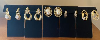 Lot Of Gold Toned Pierced Earrings