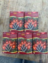 5 Boxes Of 100 Red Mini Holiday Light Sets