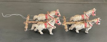 Antique Cast Iron Team Of Pulling Horses