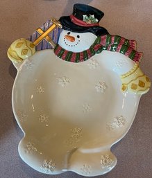 Gorgeous Large Vintage Fitz And Floyd Snowman Platter