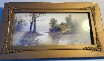 Framed Watercolor Landscape Signed Louis K. Harlow