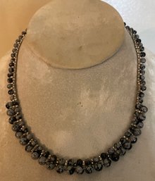 Pretty Blue Beaded Choker Necklace