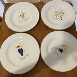 Set Of 4 Reindeer Holiday Plates