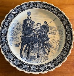 Vintage Boch Royal Sphinx Large Round Platter With Horse And Buggy Scene