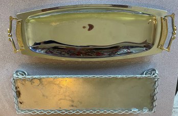 Vintage Kromex Serving Platter And Cute Metal Display Stand