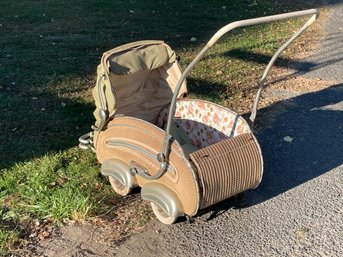 1920's Wicker And Metal Baby Stroller