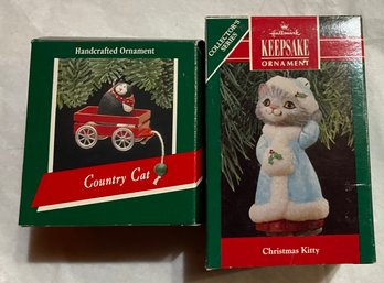 Pair Of Hallmark Keepsake Cat Ornaments