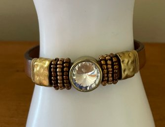 Pretty Beaded Leather Bracelet