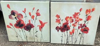 Two Signed Flower Paintings On Canvas