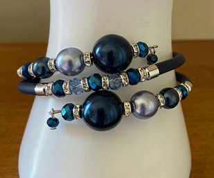 Royal Blue Wrap Around Beaded Bracelet