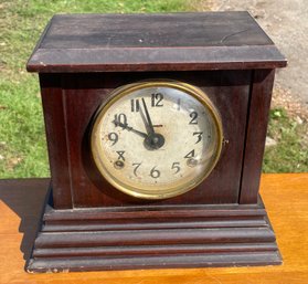 Early Wooden Ingraham Table Too Clock