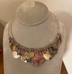 Vintage Pink Mother  Of Pearl Wrap Around Choker Necklace